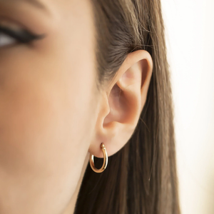 Elegant 14K Solid Gold Hoop Earrings - Classic Thickness, Available in Multiple Sizes (13mm, 18mm, 23mm, 32mm).