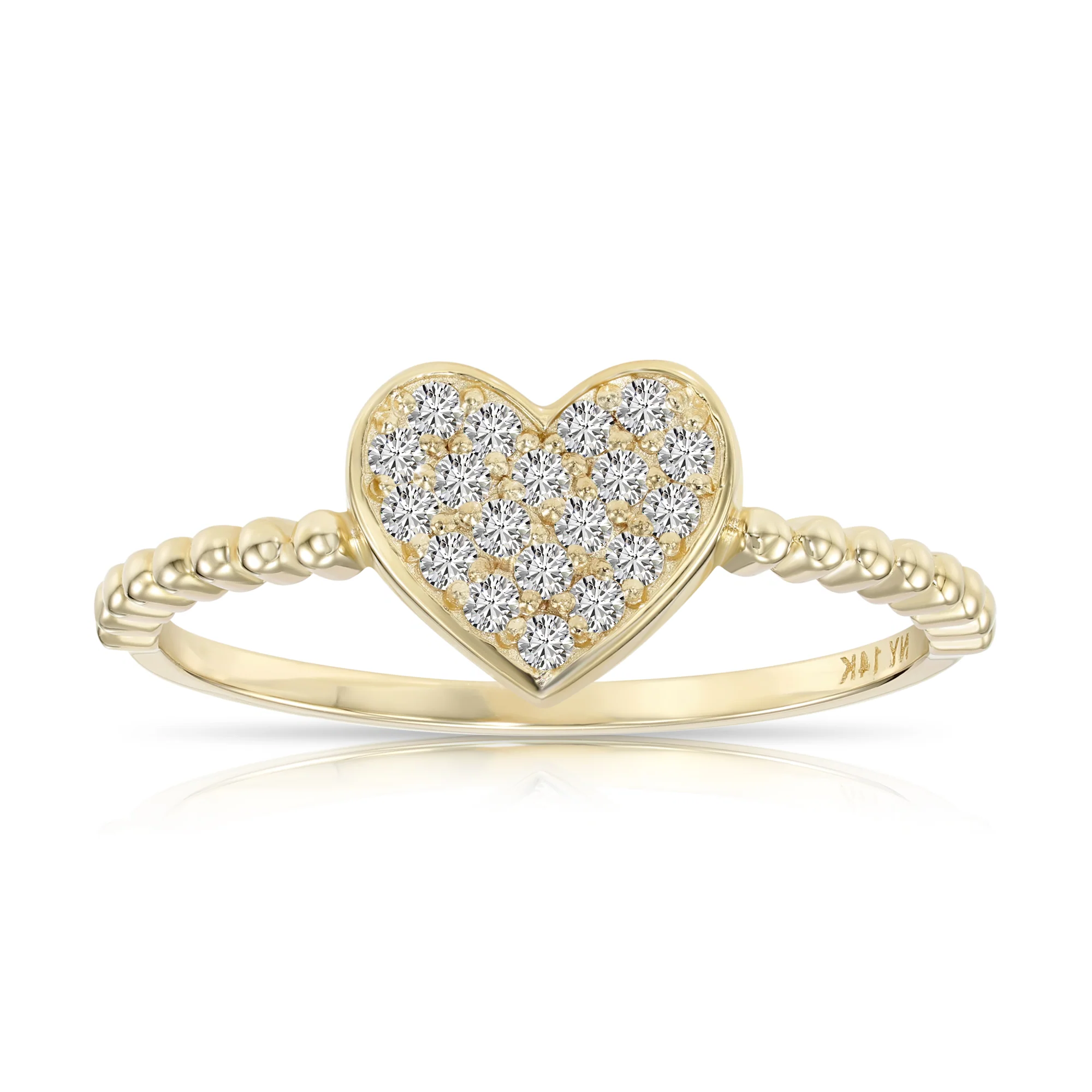 14K Gold Diamond Heart Ring - 0.17Ctw Elegant Love Gift for Her, Perfect for Anniversaries & Everyday Glamour.