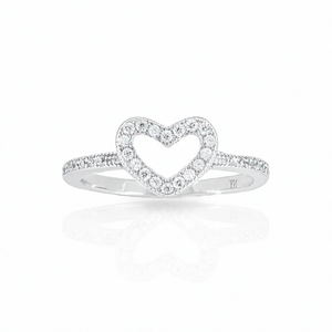 CZ Open Heart Sterling Silver Ring – Perfect Gift of Love for Birthdays & Every Day Elegance.