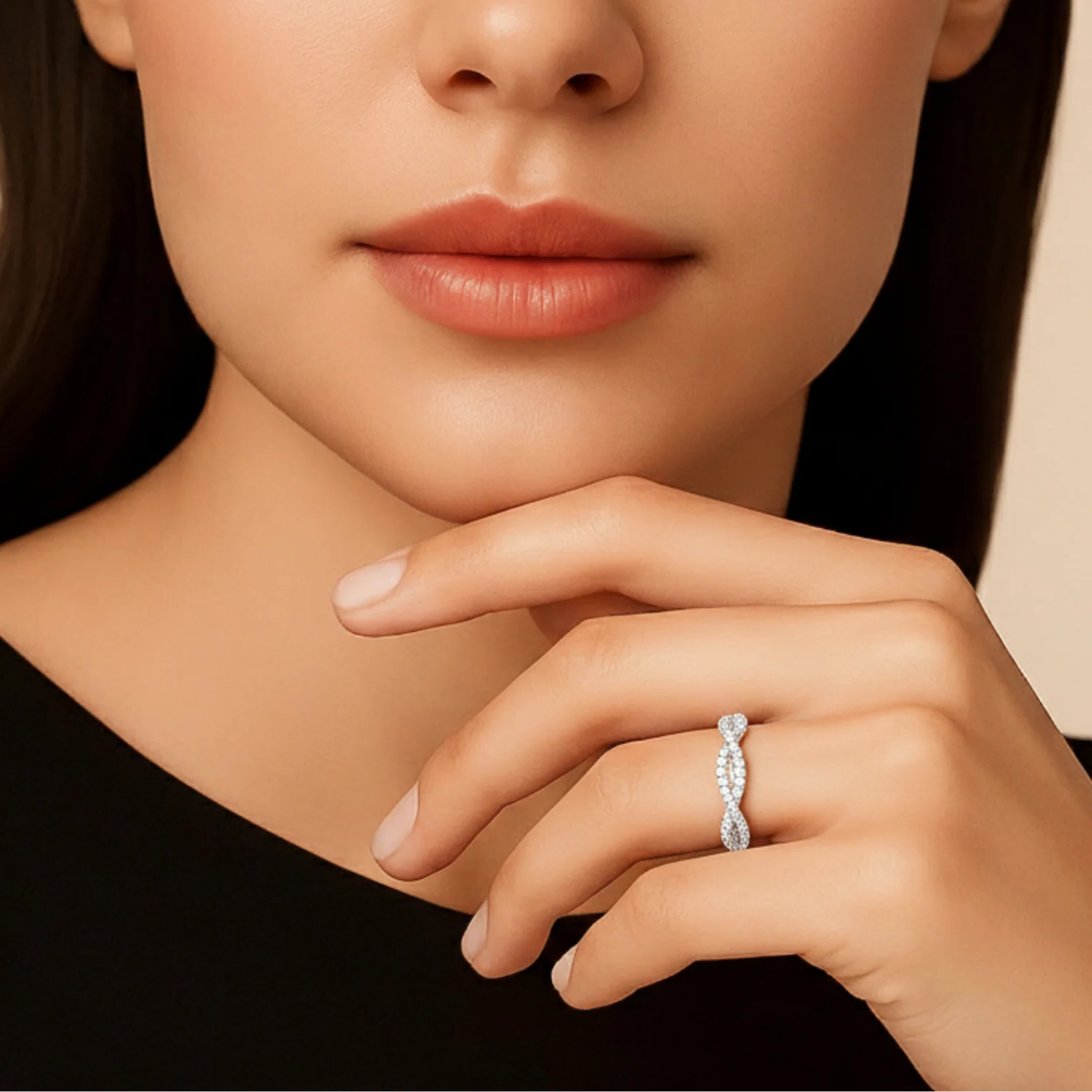 Sterling Silver Infinity Crossover Ring with Sparkling Cubic Zirconia – Perfect Gift of Eternal Love for Her on Anniversaries & Everyday Elegance.