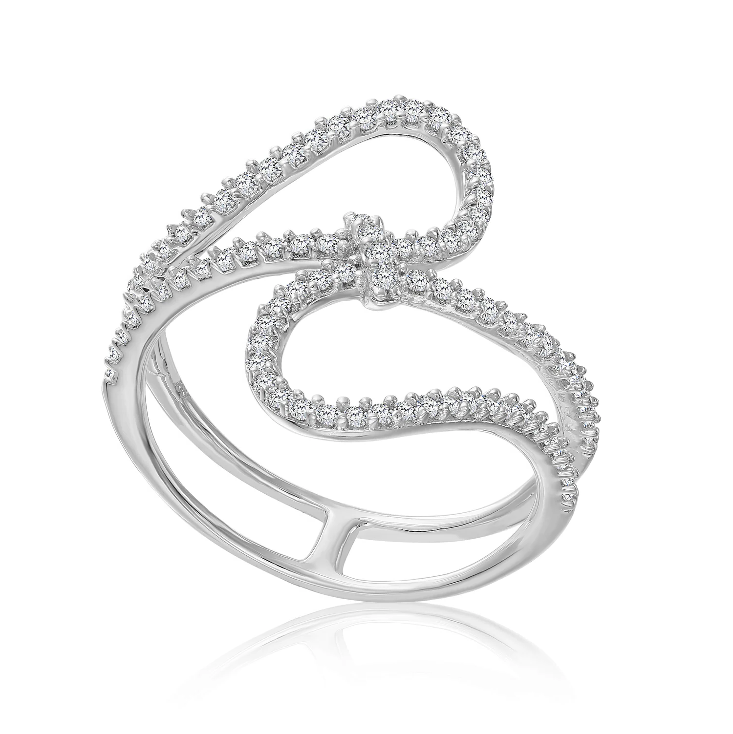 CZ Infinity Crossover Open Ring in Sterling Silver - Timeless Love Gift for Anniversaries & Everyday Elegance.