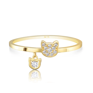 14K Yellow Gold Cute Kitty Ring – Perfect Gift for Cat Lovers Birthdays, Anniversaries & Everyday Wear.