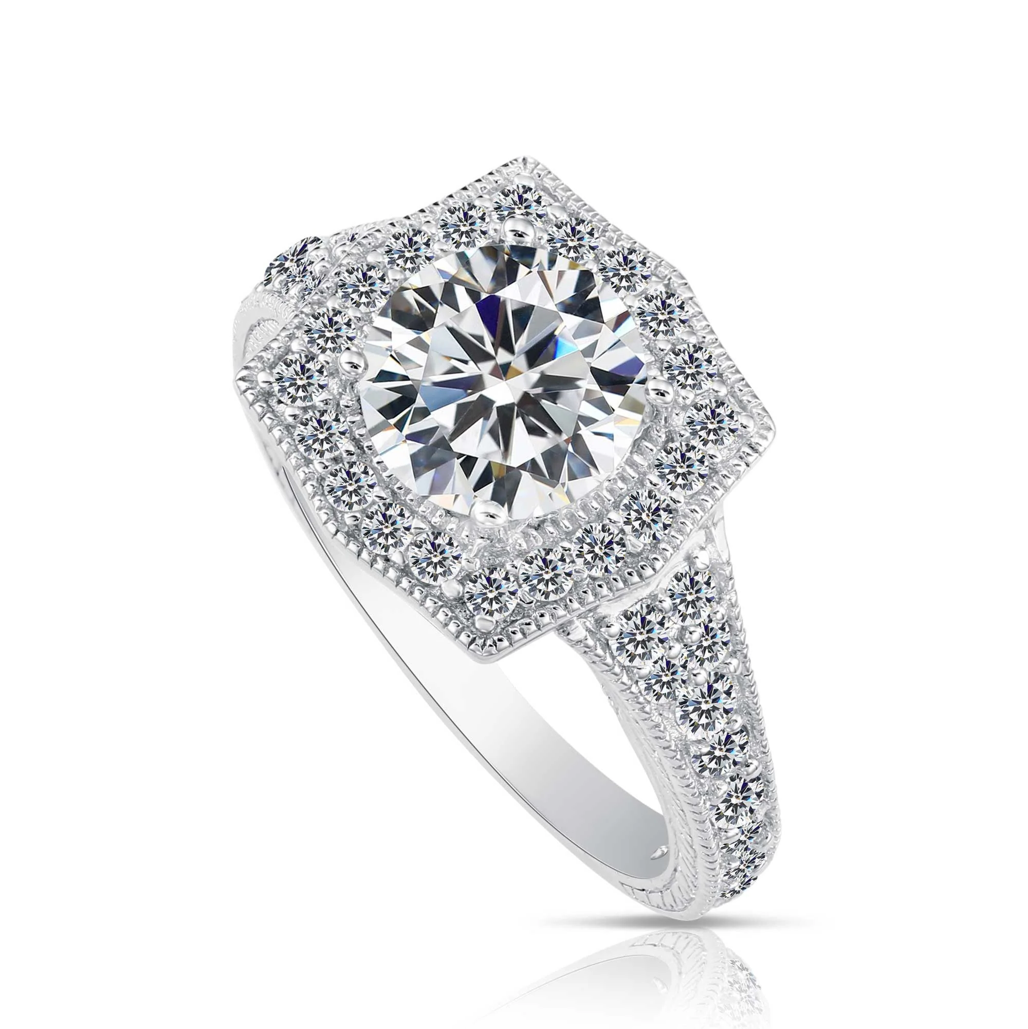 CZ Royal Square Solitaire Engagement Ring - Elegant Sterling Silver Sparkle for Proposals, Weddings & Anniversaries.