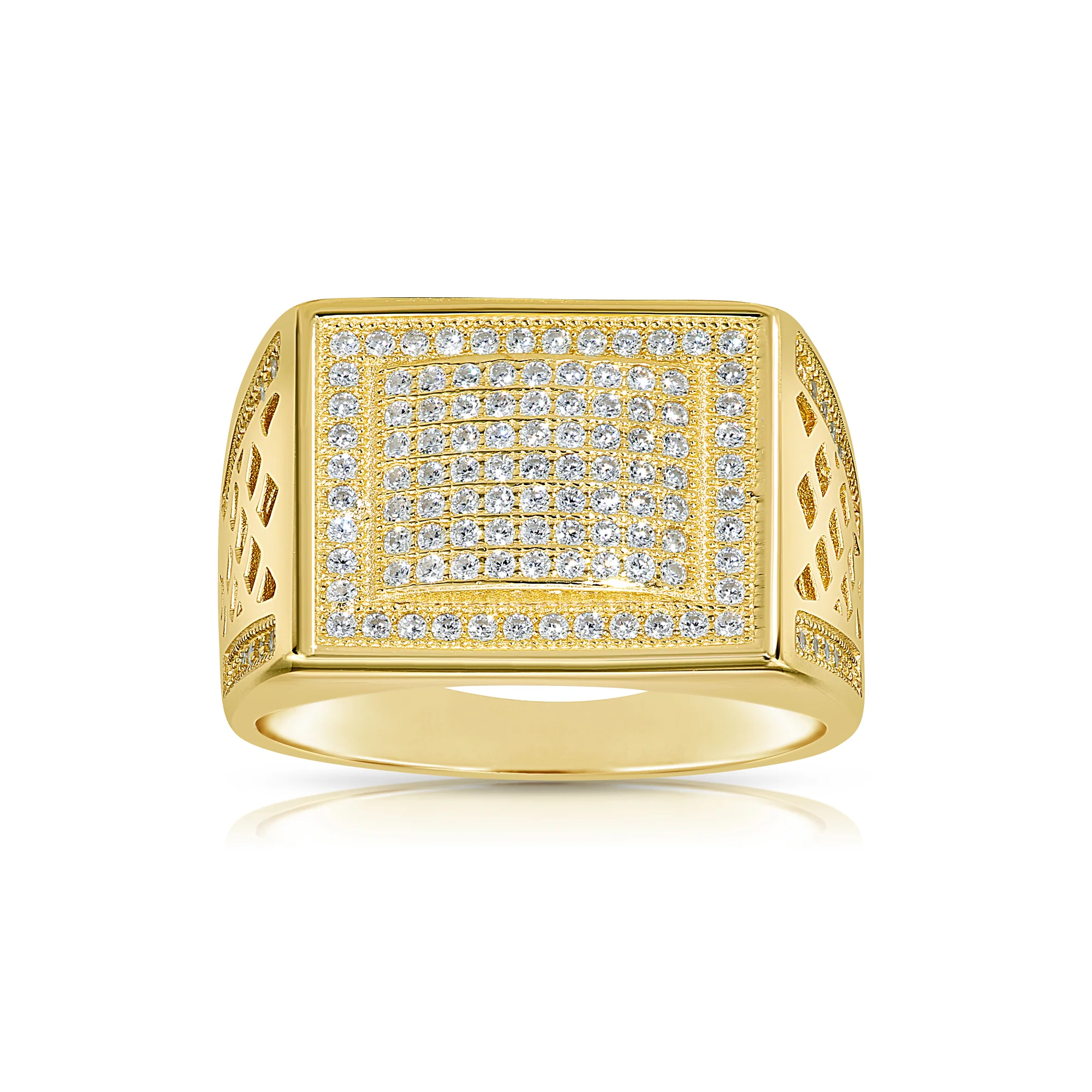 Bold 925 Sterling Silver Pave Square Signet Pinky Ring – Stunning Sparkle for Weddings & Everyday Elegance.