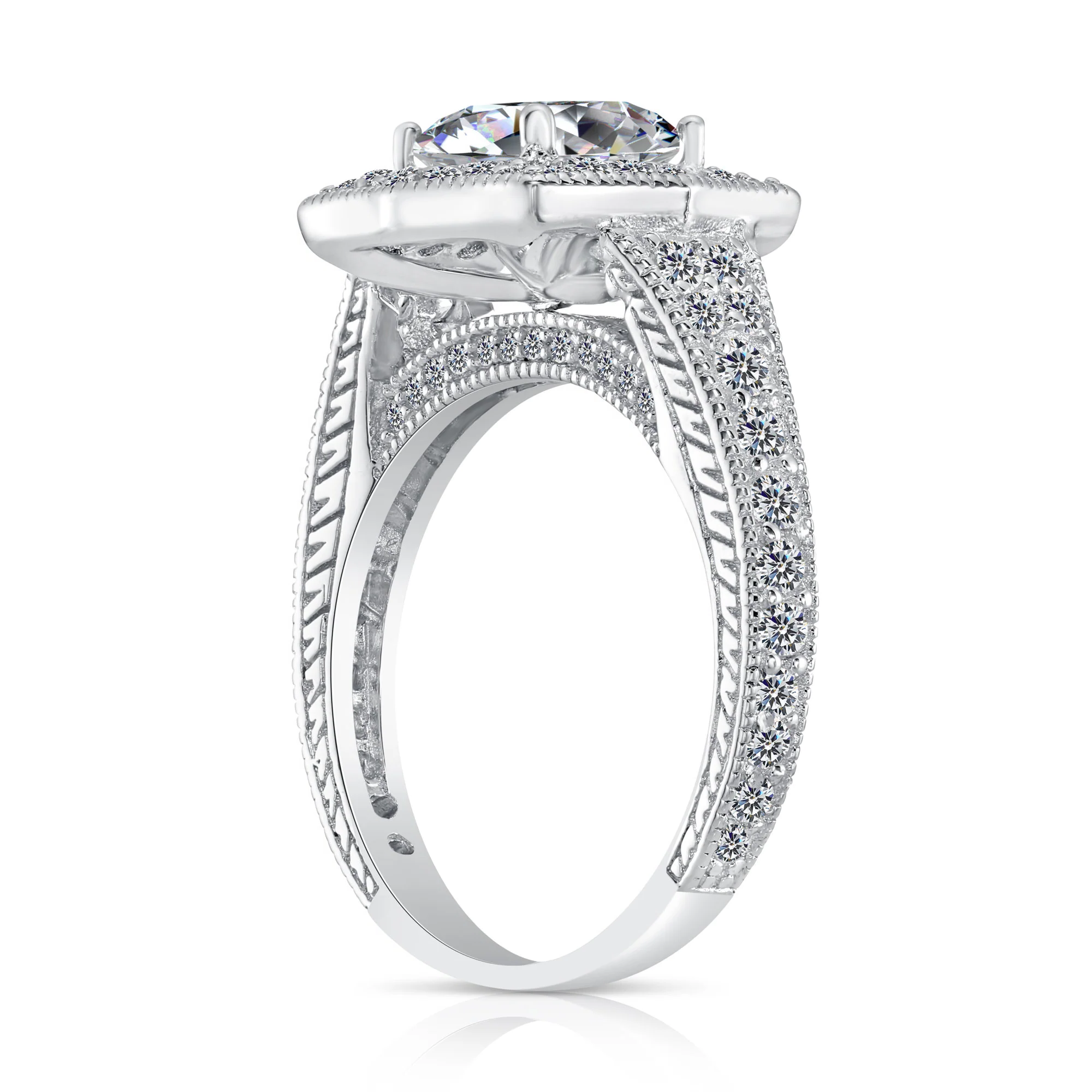 CZ Royal Square Solitaire Engagement Ring - Elegant Sterling Silver Sparkle for Proposals, Weddings & Anniversaries.