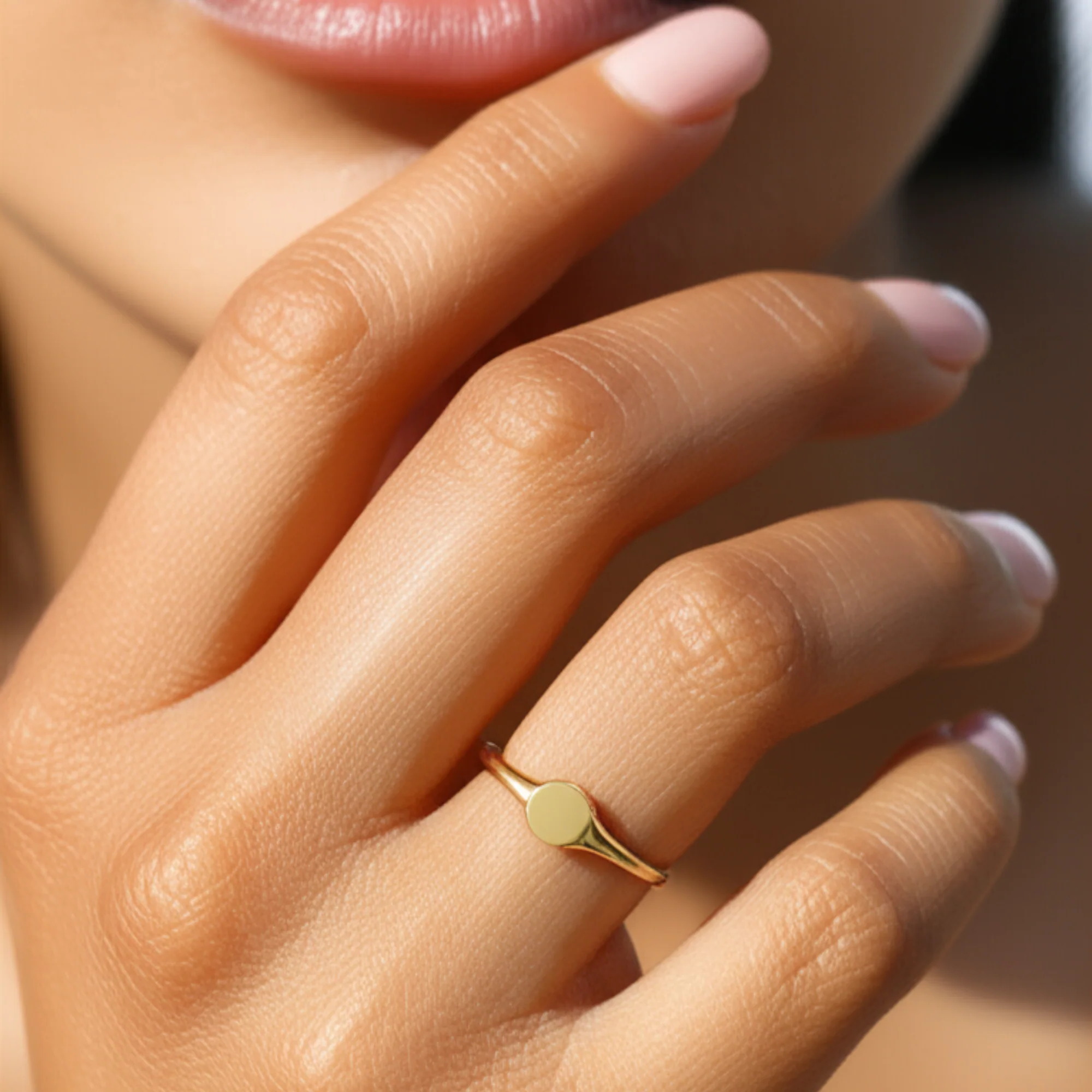 14K Yellow Gold Oval Link Beaded Band Ring – Elegant Everyday Luxury Gift for Her, Perfect for Birthdays and Special Occasions.