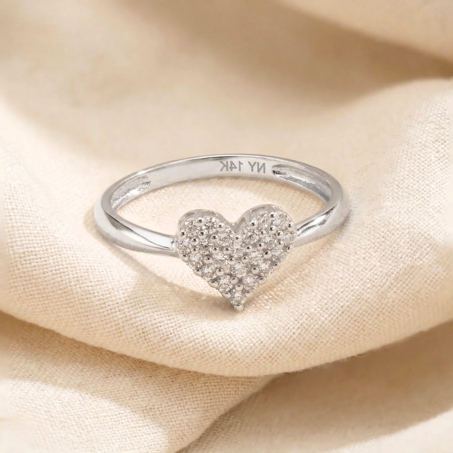 Elegant 14K White Gold Diamond Heart Ring 0.31Ctw – Perfect Romantic Gift for Her on Anniversaries & Everyday Wear.