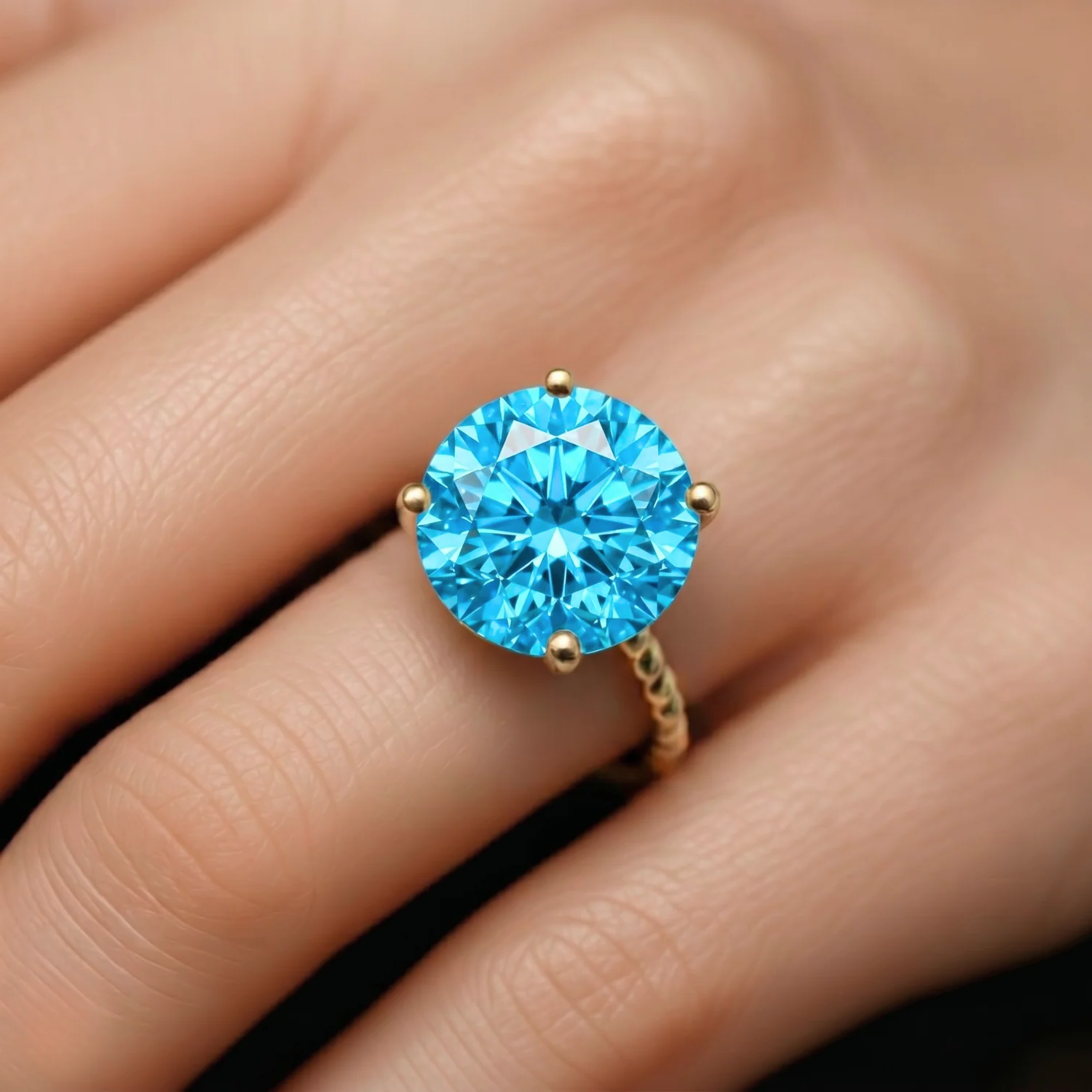 Stunning 14K Yellow Gold Swiss Blue Topaz Ring – Perfect Birthstone Gift for Her!.