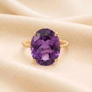 Elegant 14K Yellow Gold Purple Amethyst Oval-Cut Ring - Perfect Birthstone Gift for Her, Mother's Day & February Birthdays.