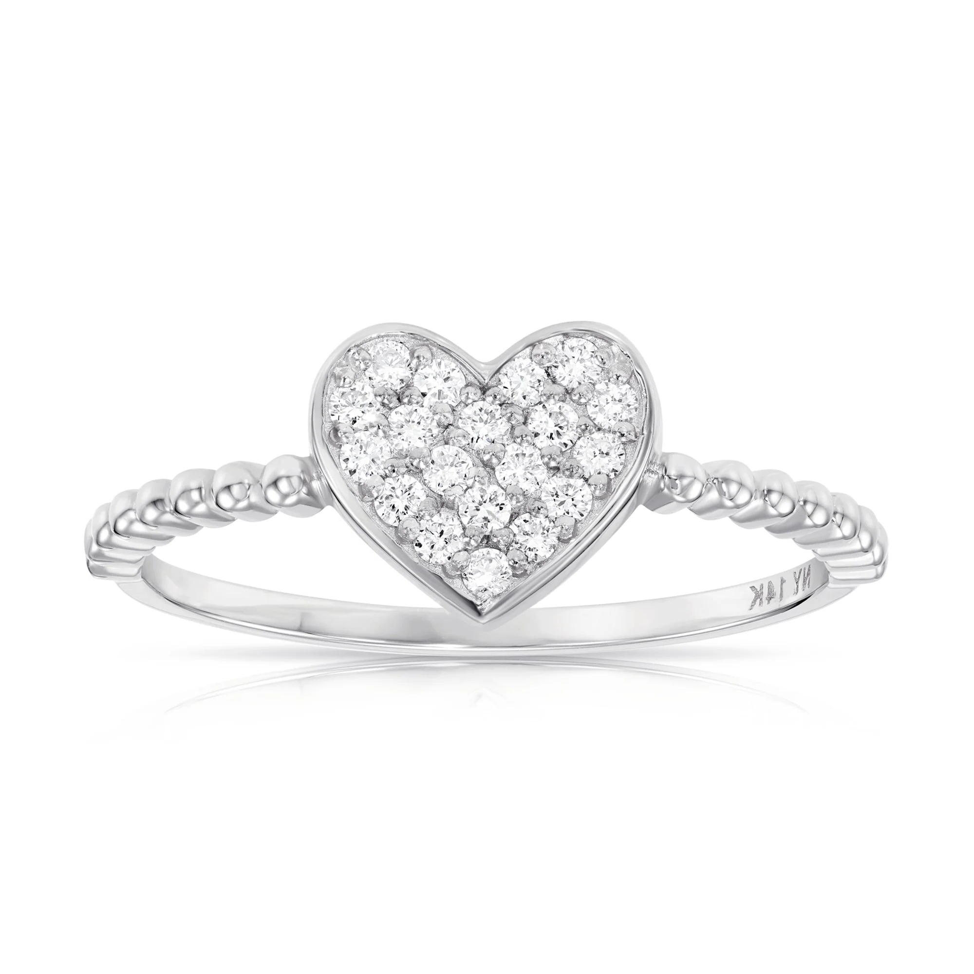 14K Gold Diamond Heart Ring - 0.17Ctw Elegant Love Gift for Her, Perfect for Anniversaries & Everyday Glamour.