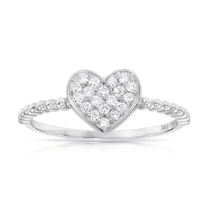 14K Gold Diamond Heart Ring - 0.17Ctw Elegant Love Gift for Her, Perfect for Anniversaries & Everyday Glamour.