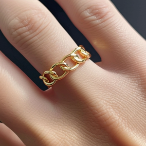 Bold 14K Gold Cuban Chain Ring – Luxurious Chunky Link Design, Perfect Gift for Birthdays and Everyday Elegance.