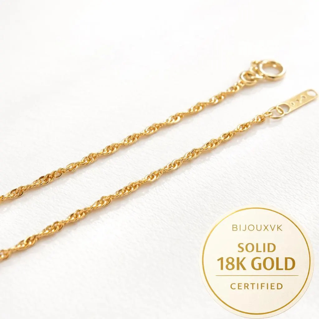 18K Gold Anklet (750/1000) Singapore Link – Solid Yellow Gold Ankle Chain – 18-Karat Women'S Ankle Bracelet – Gift for Women