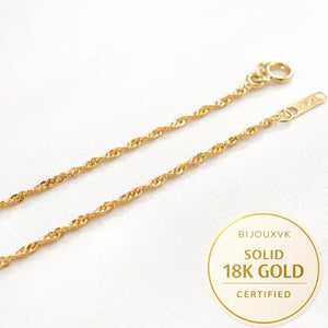 18K Gold Anklet (750/1000) Singapore Link – Solid Yellow Gold Ankle Chain – 18-Karat Women'S Ankle Bracelet – Gift for Women