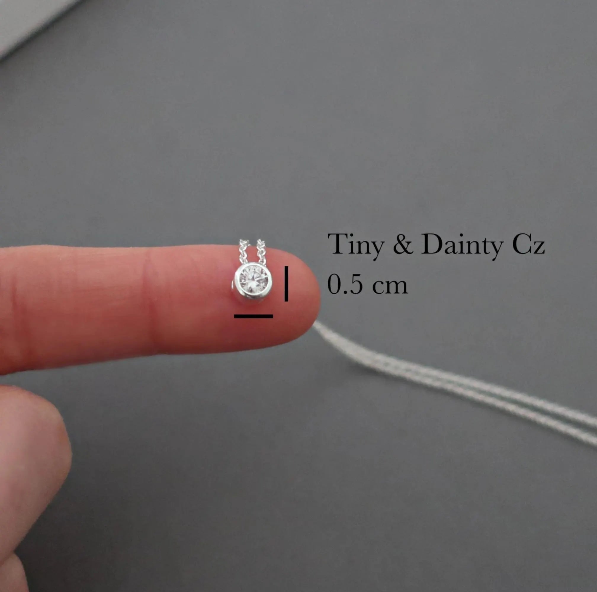 Cz Diamond Solitaire Crystal Necklace Sterling Silver, Bridesmaid Necklace Jewellery Gift, Tiny Cz Cubic Zirconia Wedding Necklace Jewellery