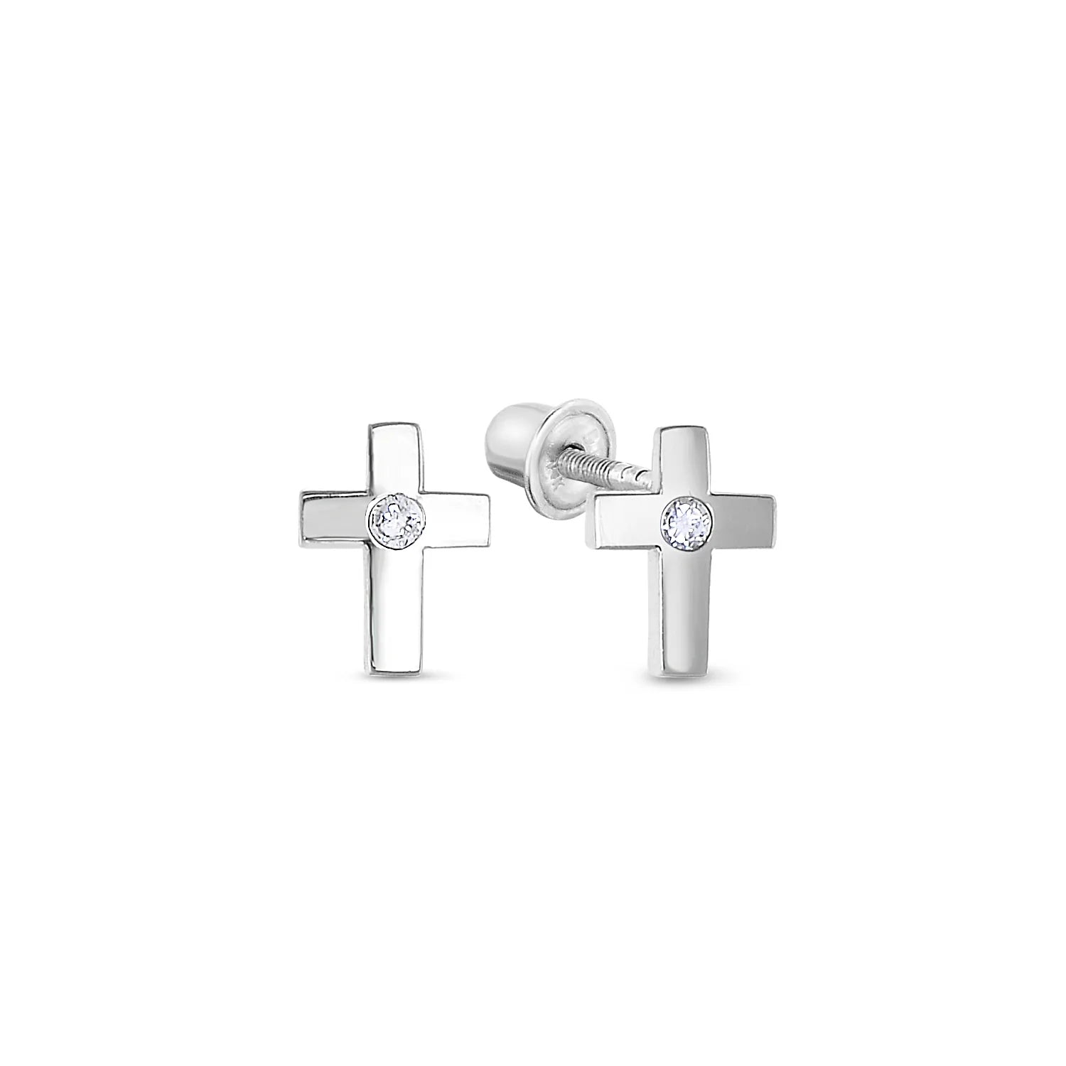 Classic Cross Stud Earrings in 14K Gold