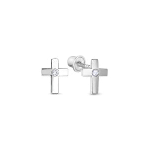 Classic Cross Stud Earrings in 14K Gold