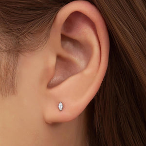 Premium Implant Grade Titanium Marquise Threadless Push Pin Labret Earrings - Flat Back Design for Comfort and Style.