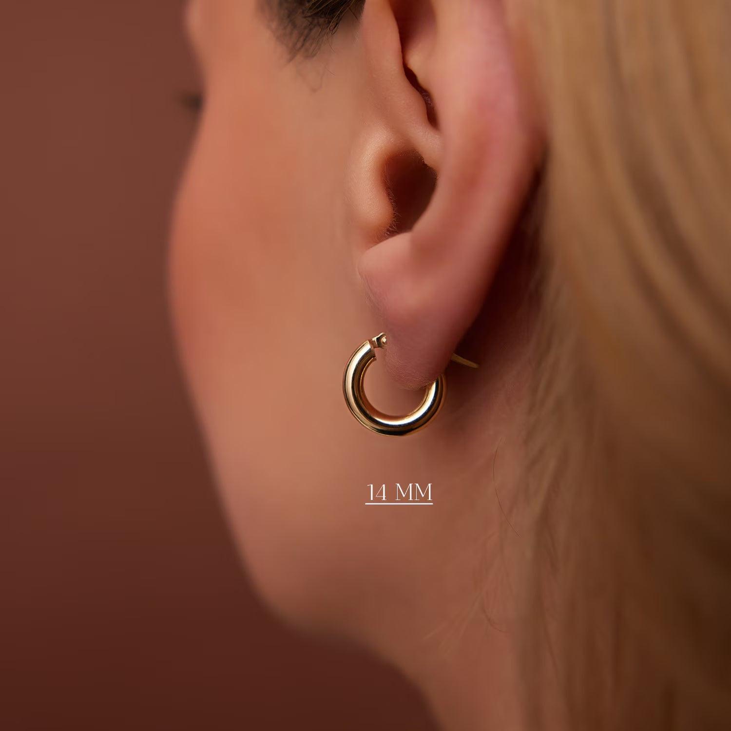 Dainty 14K Gold Hoop Earrings - 3MM Thickness, Available in Small, Medium & Large Sizes, sold as a Pair.