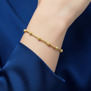 Sterling Silver Gold Plated Diamond-Cut Moon Bracelet