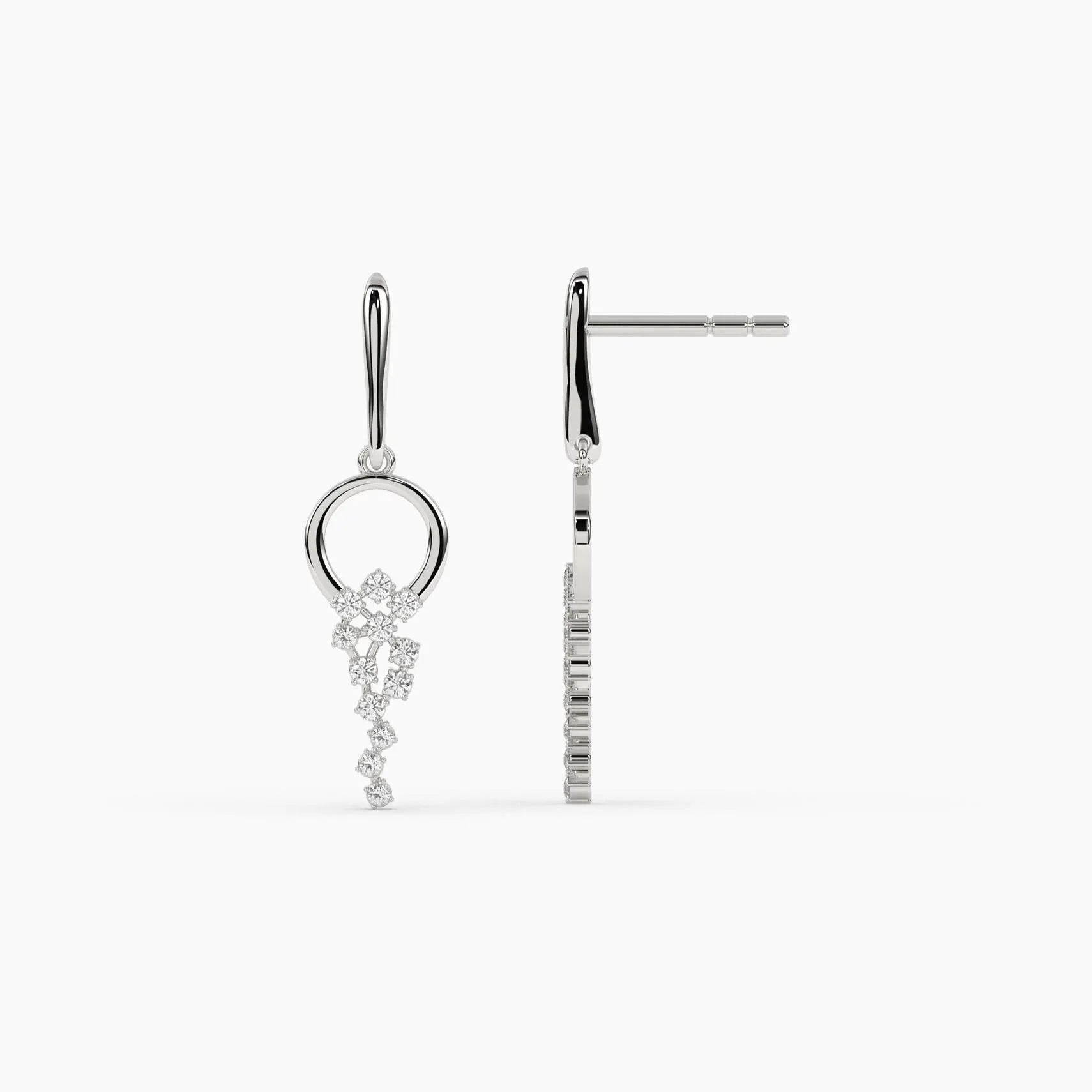 14K Solid Gold Diamond Drop Earrings, Dainty Dangle Drop Earrings, round Natural Diamond Earrings, Elegant Fine Jewelry, Dainty Earrings