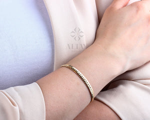 14K Gold 5MM Cuban Link Bracelet, Curb Chain Bracelet, Bold Link Chunky Vintage Chain Anklet, Men Women Stacking Bracelet, Gift for Her