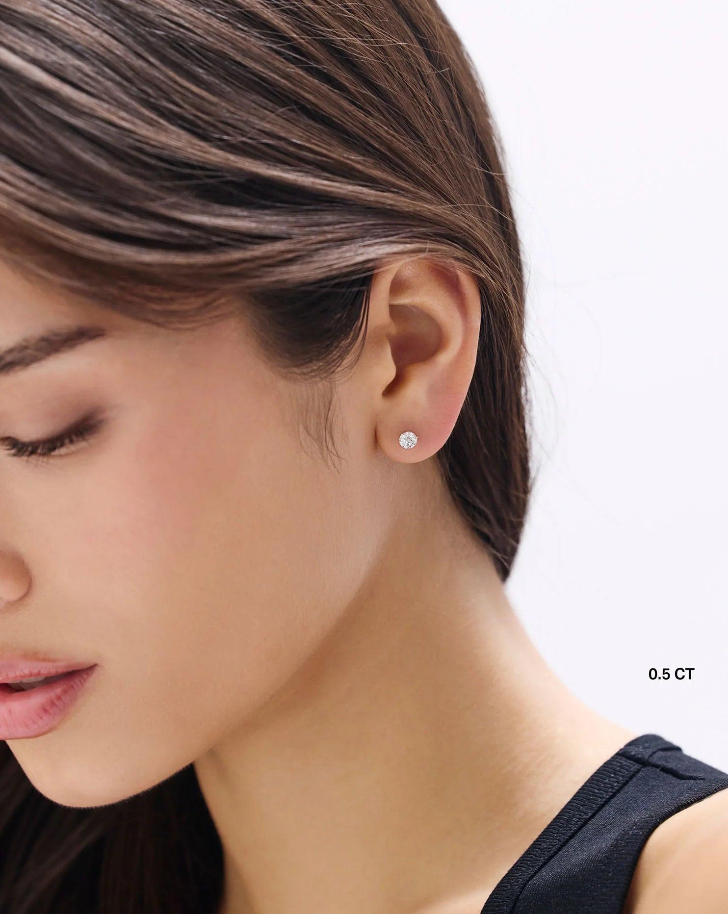 Elevate Your Elegance with Round Lab Diamond Studs.