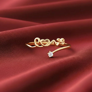 14K Yellow Gold Script LOVE Ring - Perfect Romantic Gift for Her, Ideal for Anniversaries & Birthdays.