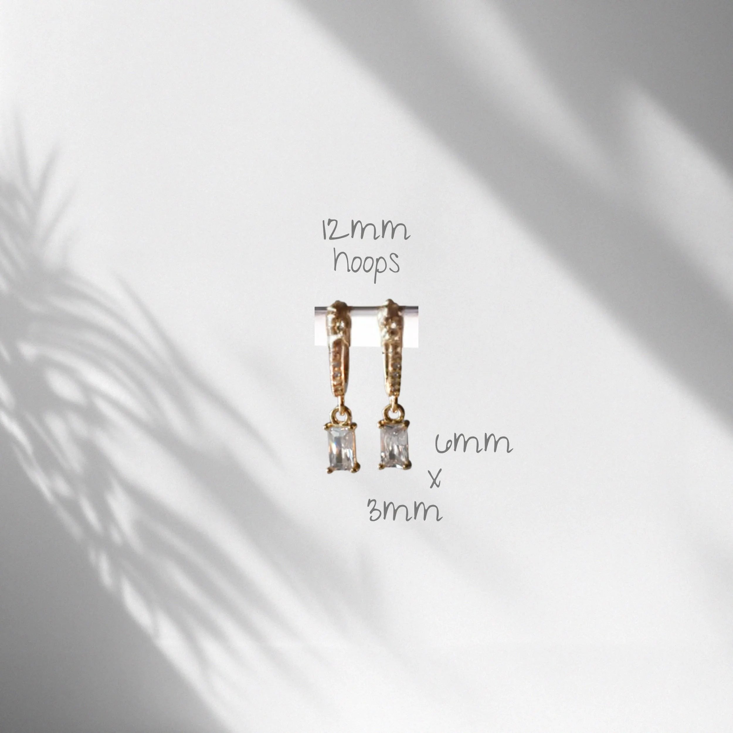 Gold Baguette Earrings, Baguette Dangle Hoops, Emerald Cut Dangle Earrings, Silver Diamond Simulant Huggie Earrings, Crystal Drop Earrings