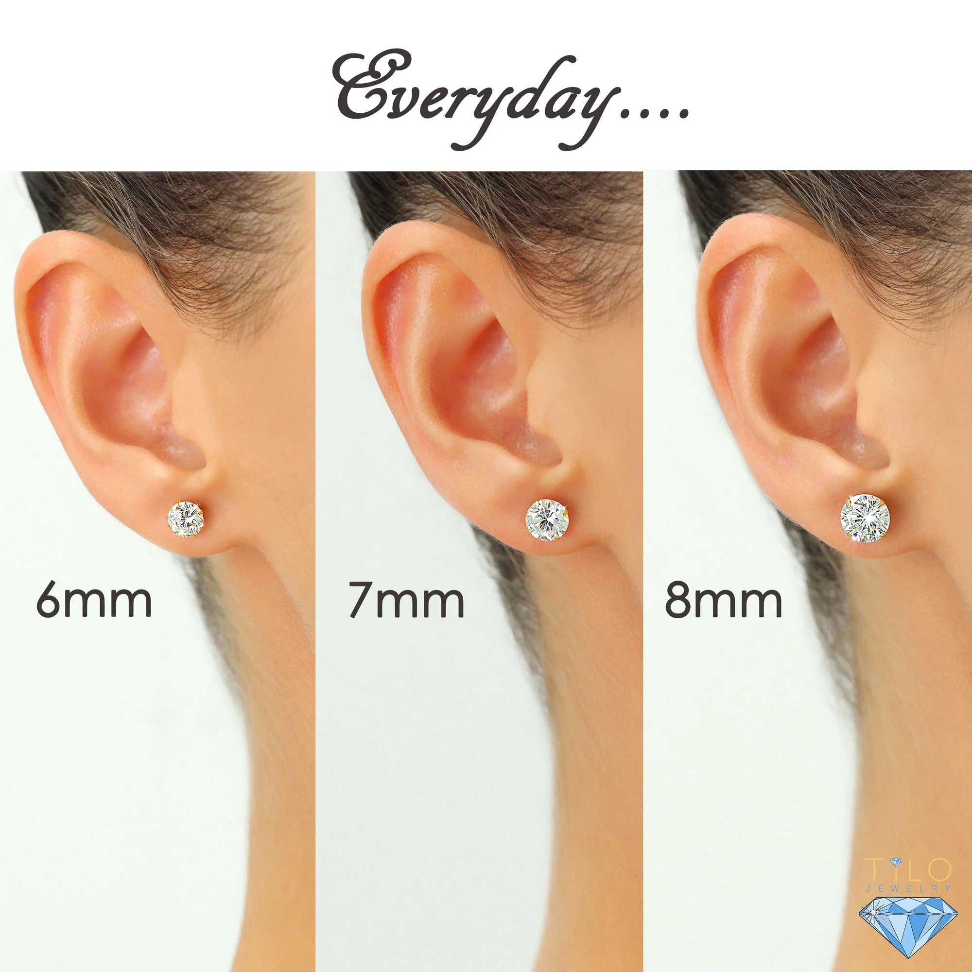 Set of 5! 925 Solid Sterling Silver Basket Set round CZ Stud Earrings, Pushback