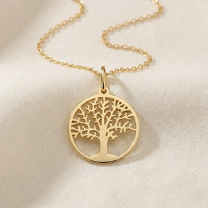 Elegant 14K Yellow Gold Tree of Life Pendant Necklace - 18" Chain Included.