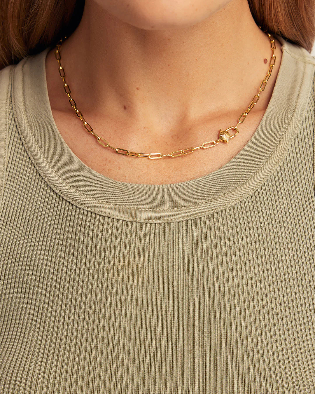 Scallop Padlock Necklace NikNenz™ Premium Gold & Diamonds