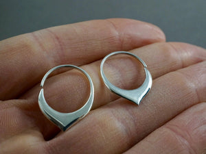 Dainty 18K Gold Petal Hoop Earrings - Tiny 14mm Floral Sleeper Hoops.