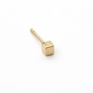 Stunning 14K Gold Cube Stud Earrings - Tiny Geometric Minimalist Jewelry for Effortless Elegance.