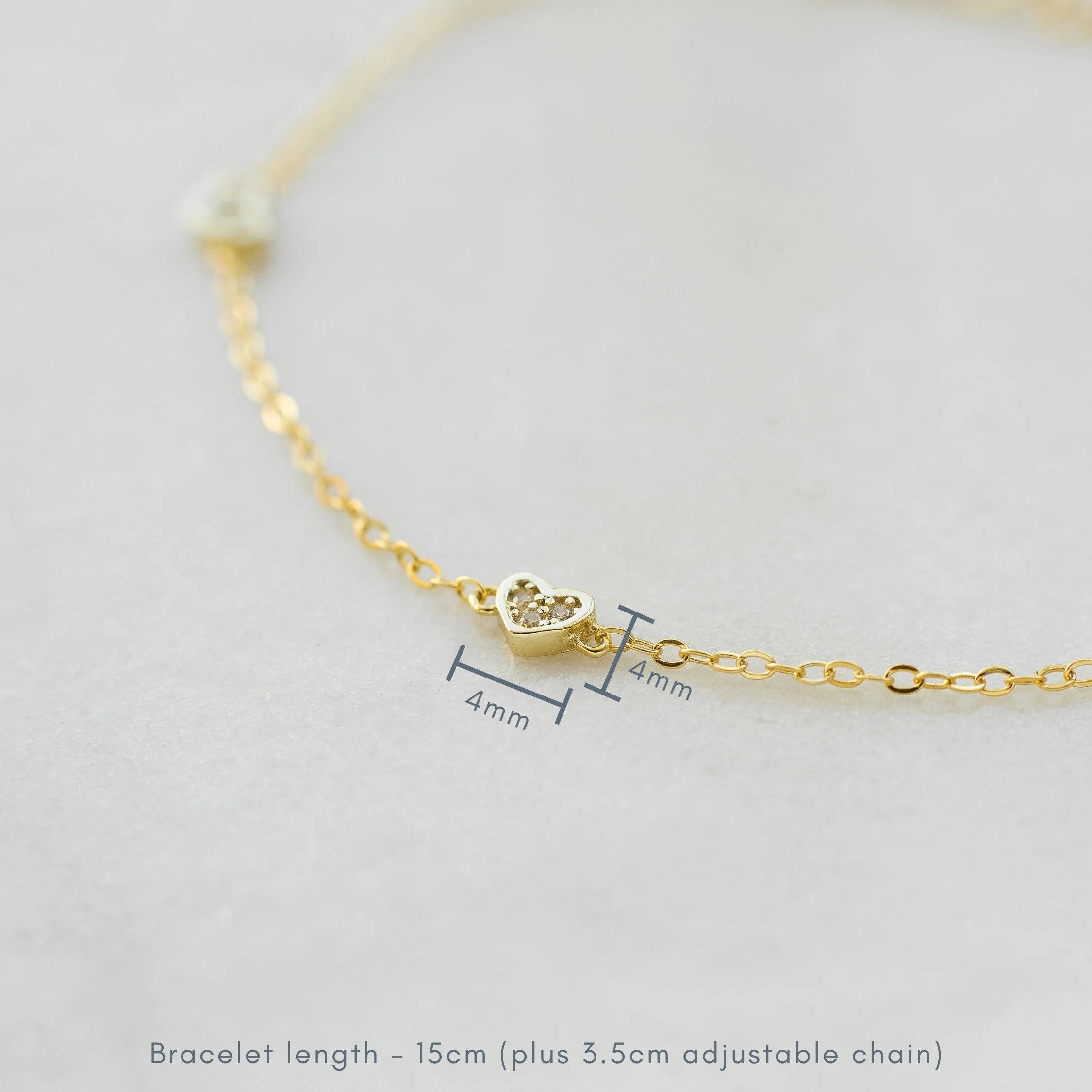 Dainty 925 Sterling Silver Heart Bracelet - Perfect Gift for Her.