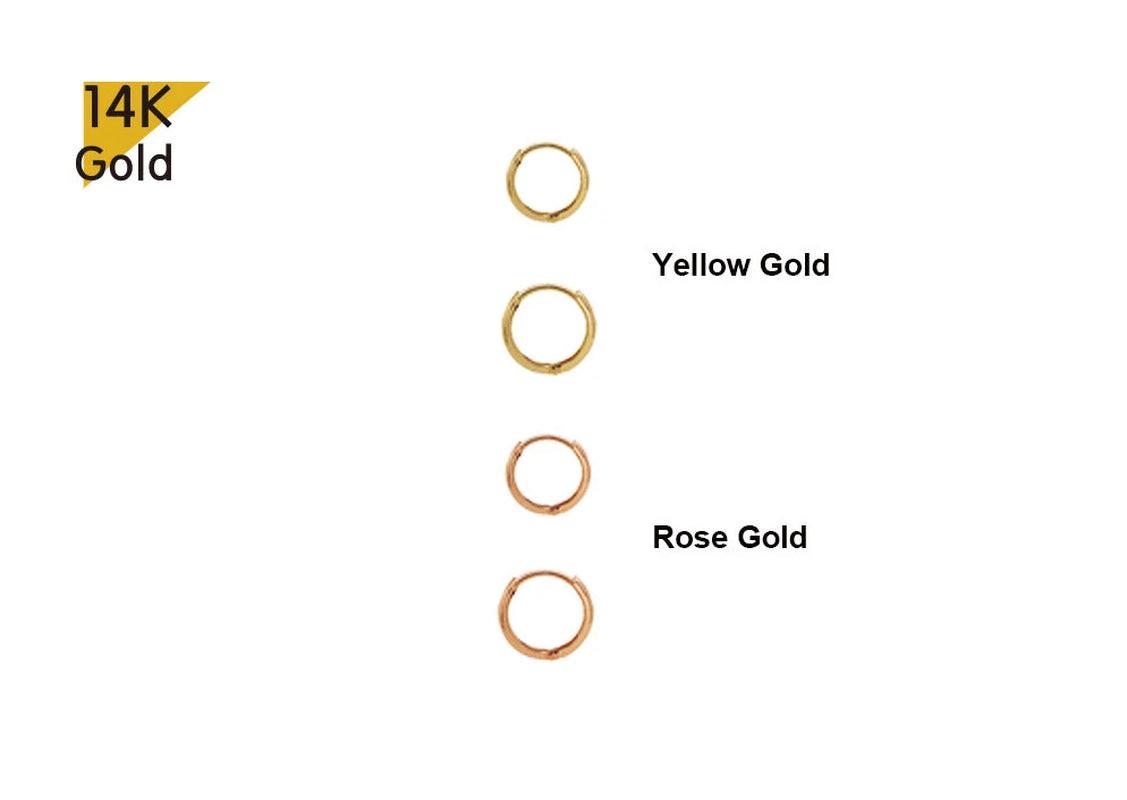 Stunning 14K Solid Gold Minimalist Hoop Earrings - Elegant and Versatile, Available as Single or Pair.