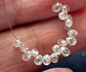 2.4X1.7Mm-3.2X2.5Mm Clear White Diamond Drop, Sparkling Clear White Faceted Diamond Tear Drops, Diamond Drops (1Pc to 2Pcs Option)-Ppsk12