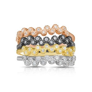 Trendy Sterling Silver Stackable Zig Zag Eternity Band Rings – Set of 4 for Everyday Glam and Special Occasions.