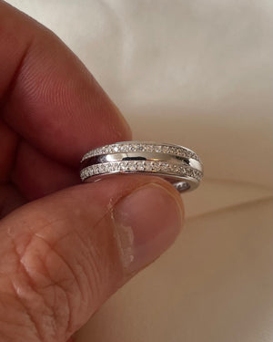 Round Cut Created Diamond Sterling Silver Wedding Band Ring