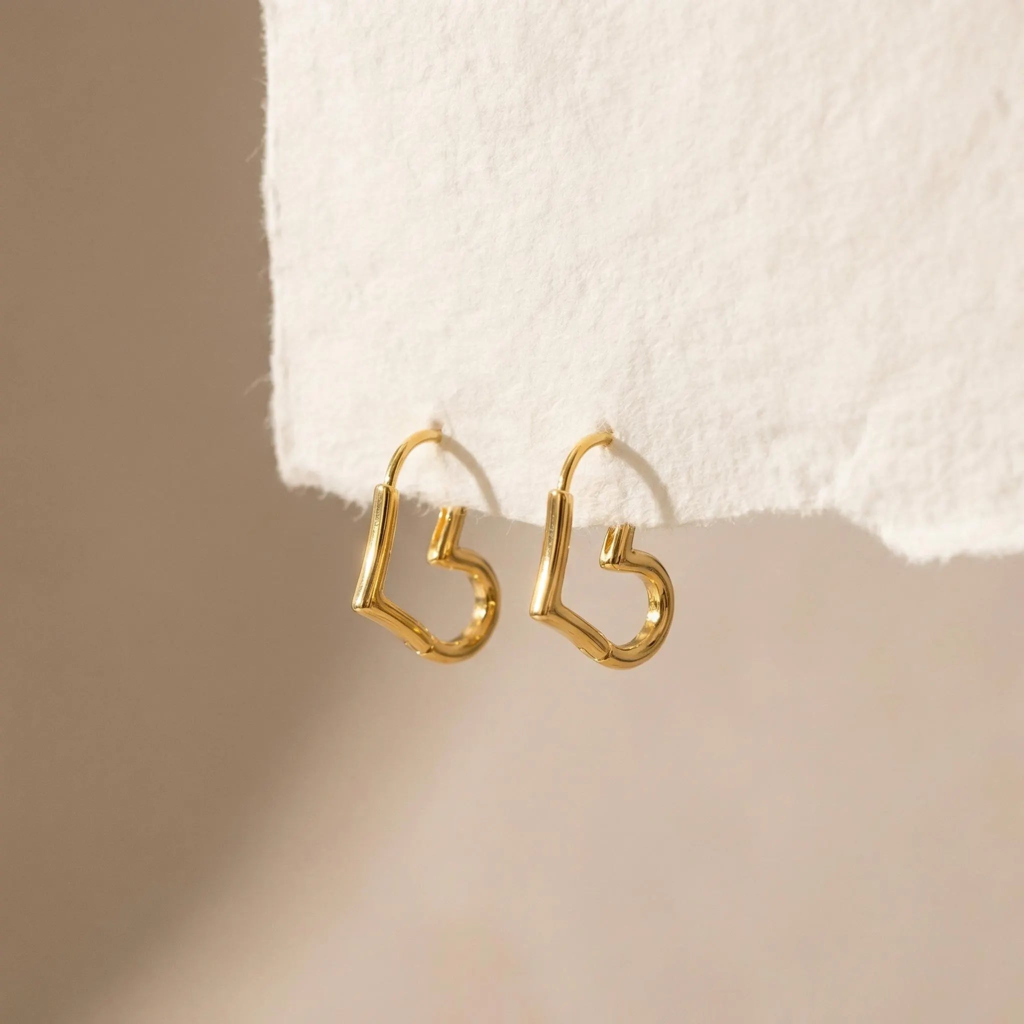 Gold Heart Huggie Earrings - Gold Heart Hoop Earrings - 18K Gold Vermeil -Minimalist Valentine Jewelry - Demi-Fine Mother'S Day Gift