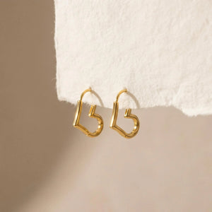 Gold Heart Huggie Earrings - Gold Heart Hoop Earrings - 18K Gold Vermeil -Minimalist Valentine Jewelry - Demi-Fine Mother'S Day Gift