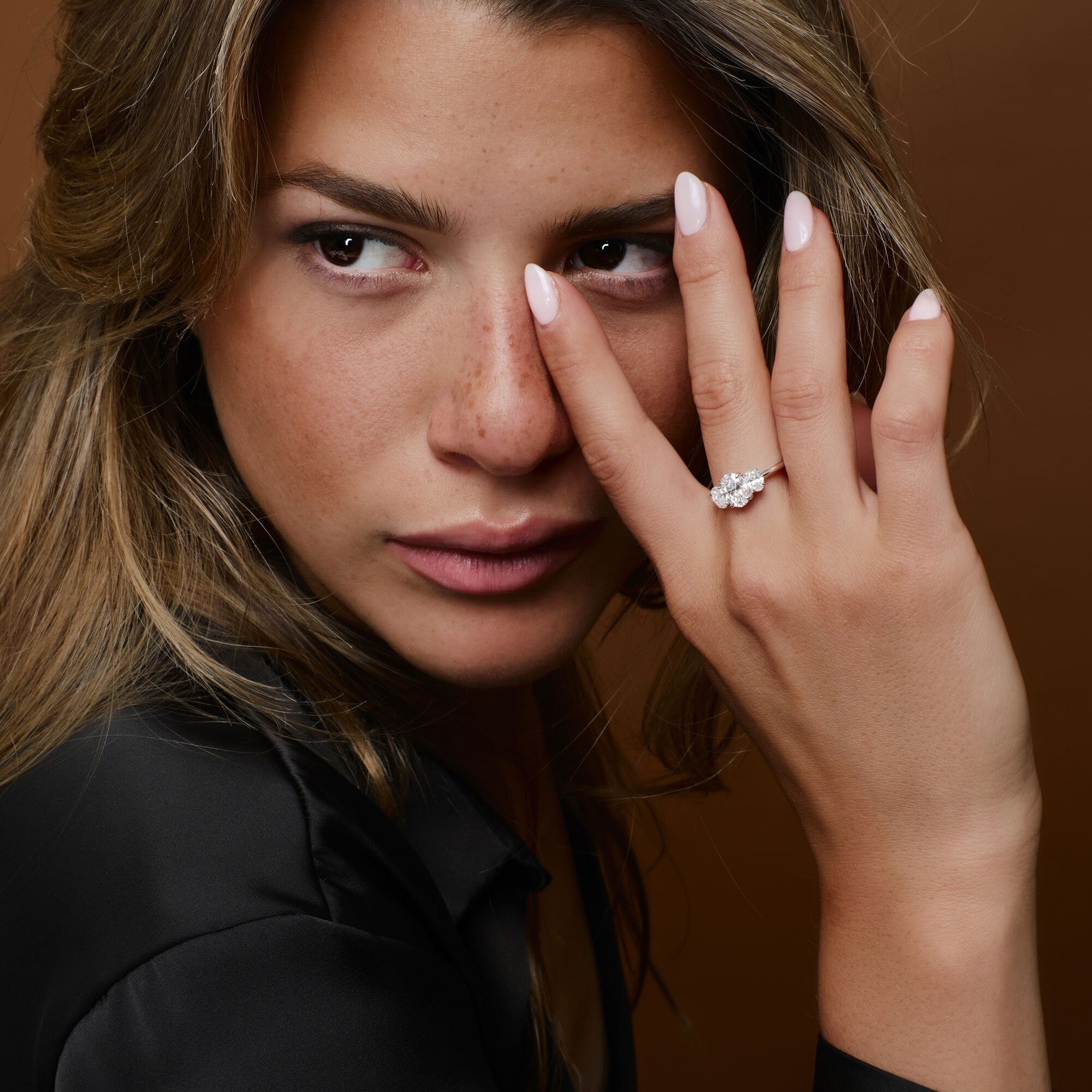 Engagement Ring Oval Shape, 1.50 Ctw 14K Gold Oval Shape Lab-Grown Diamond Three Stone Engagement Ring, Minimalist Wedding Ring, Serena