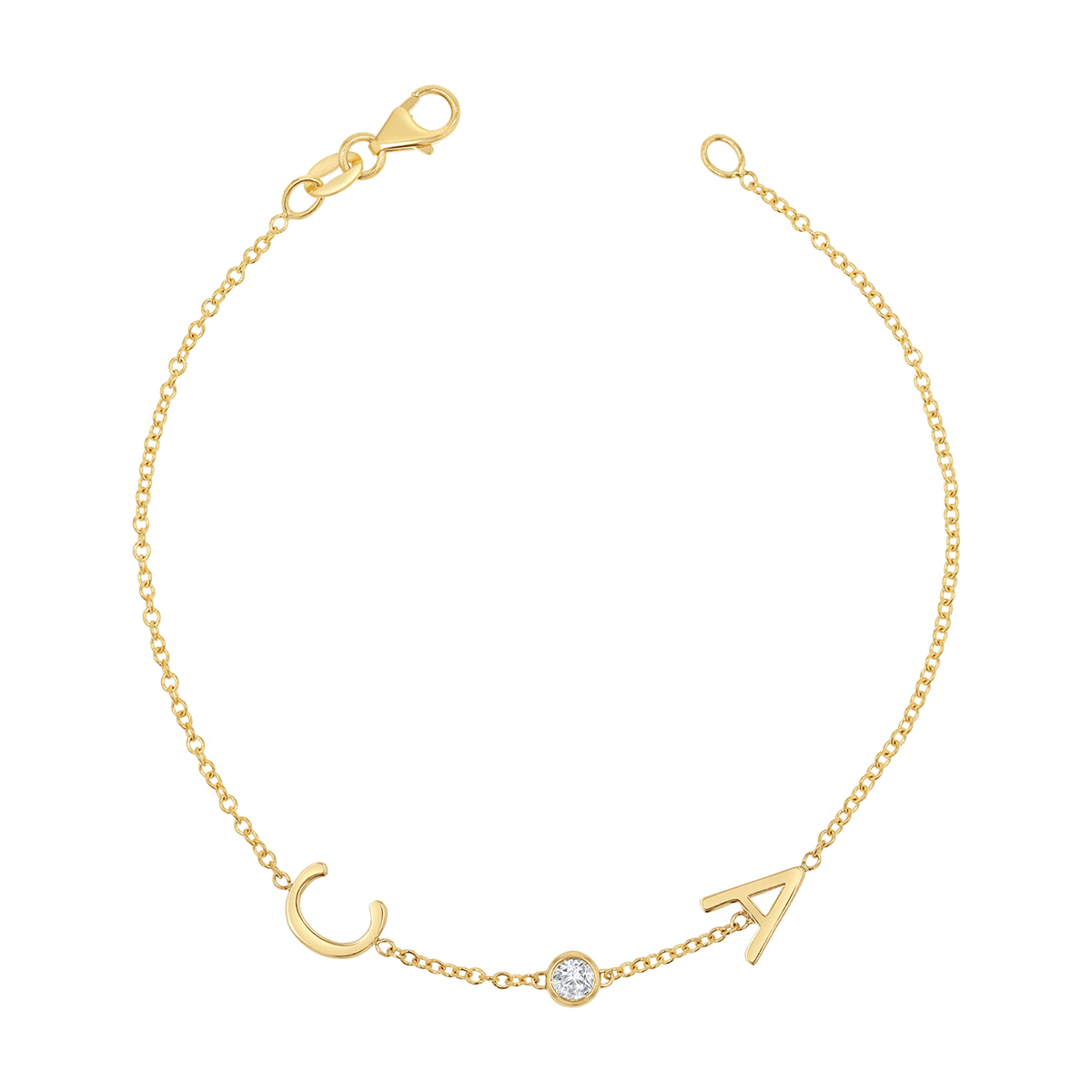 Diamond Bezel Multi Initial Bracelet