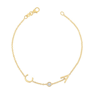 Diamond Bezel Multi Initial Bracelet