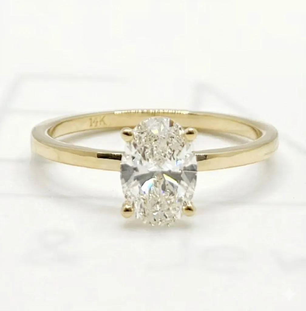 Oval Lab Grown Diamond Ring in 14K Gold – Classic Engagement Ring