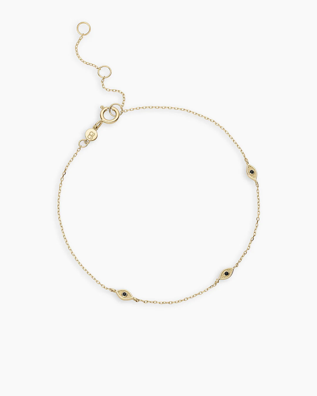 14K Gold Black Onyx Evil Eye Bracelet
