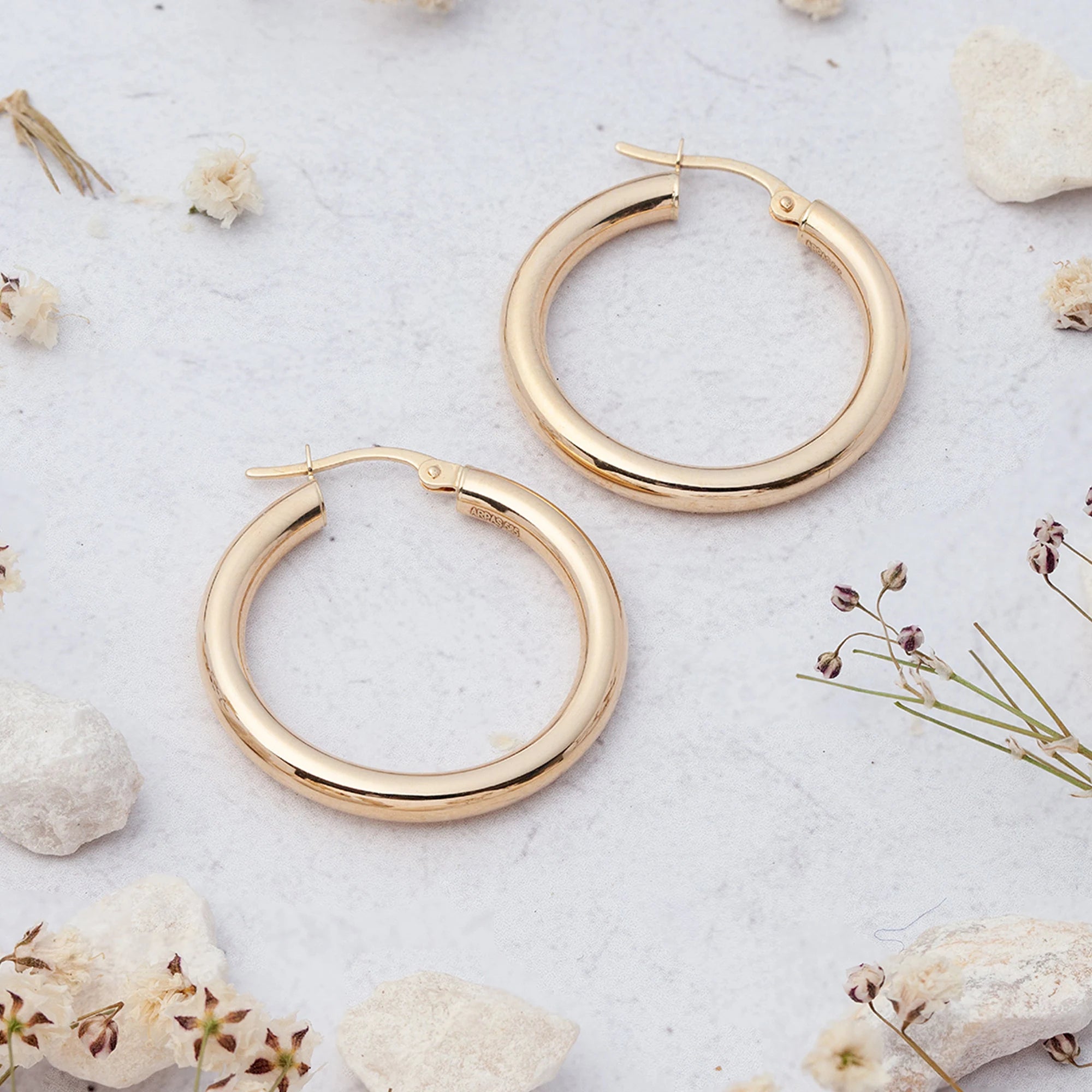 14K Yellow Gold Hoop Earrings, Sizes 16Mm 21Mm 26Mm 31Mm 37Mm, 3Mm Thick, Classic Hoop Earrings, 14K Gold Hoops, Gift, Stacking Earrings