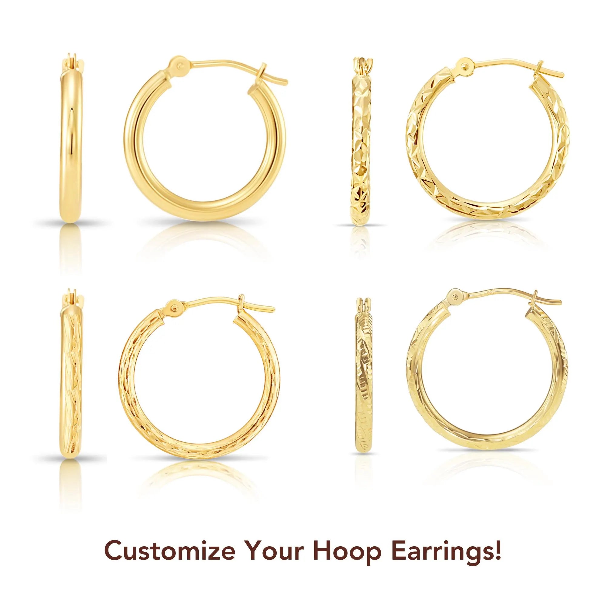 14K Gold Hoop Earrings, Diamond-Cut Fancy Hoop Earrings, Handmade & Designed by TILO Jewelry, Made in New York City