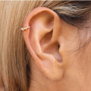 14K Solid Gold Diamond Cartilage Hoop Earring: Helix Huggie