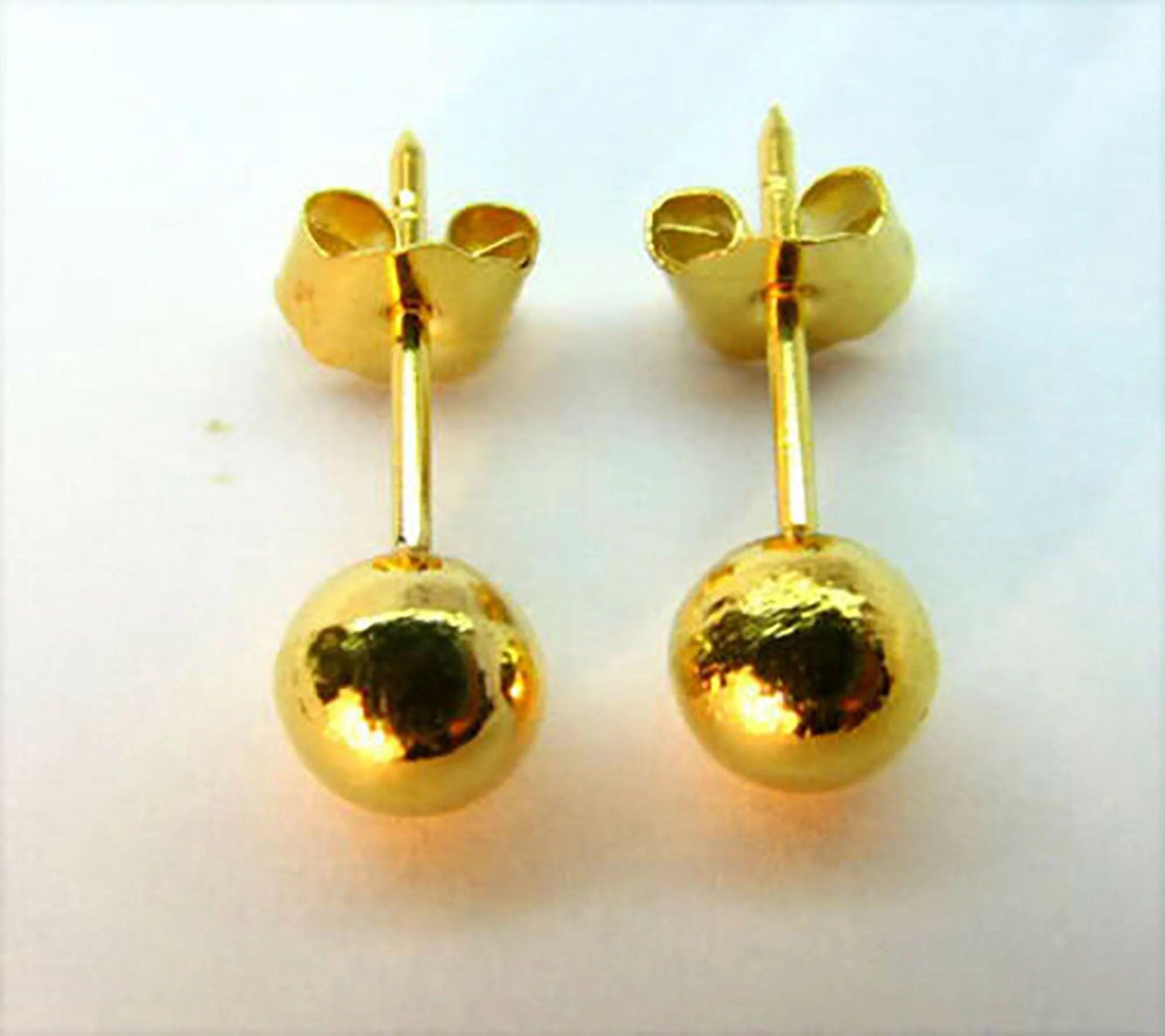 Elegant 22K Solid Gold 5mm Ball Stud Earrings for Everyday Elegance.